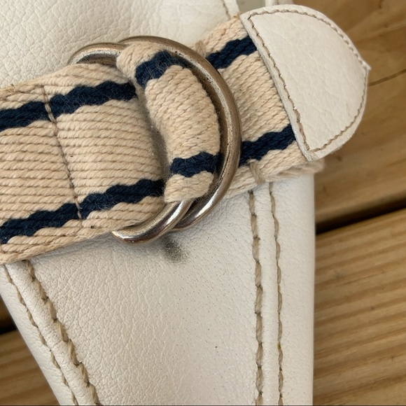 Miu Miu by Prada White Navy Blue Stripe Ribbon Heels Shoes Italy 38.5 Leather - Picture 6 of 14